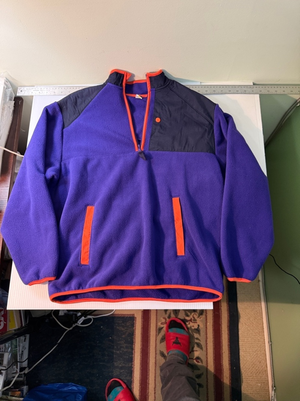 Women's Purple Fleece Pullover with Orange Trim
